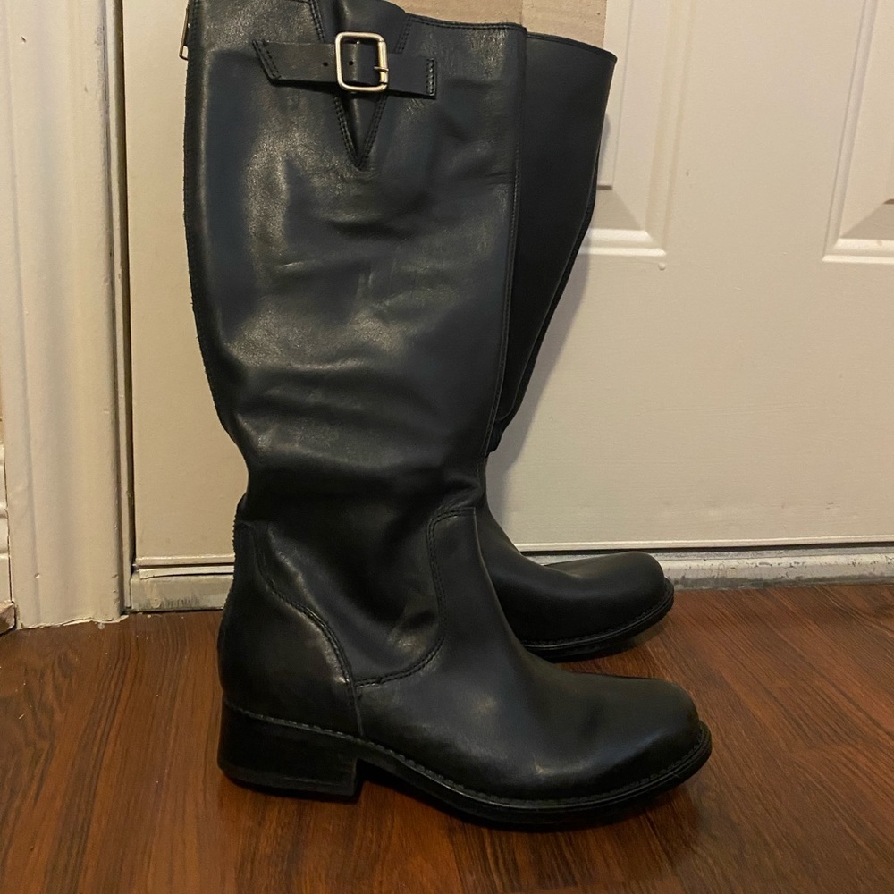 black leather boots